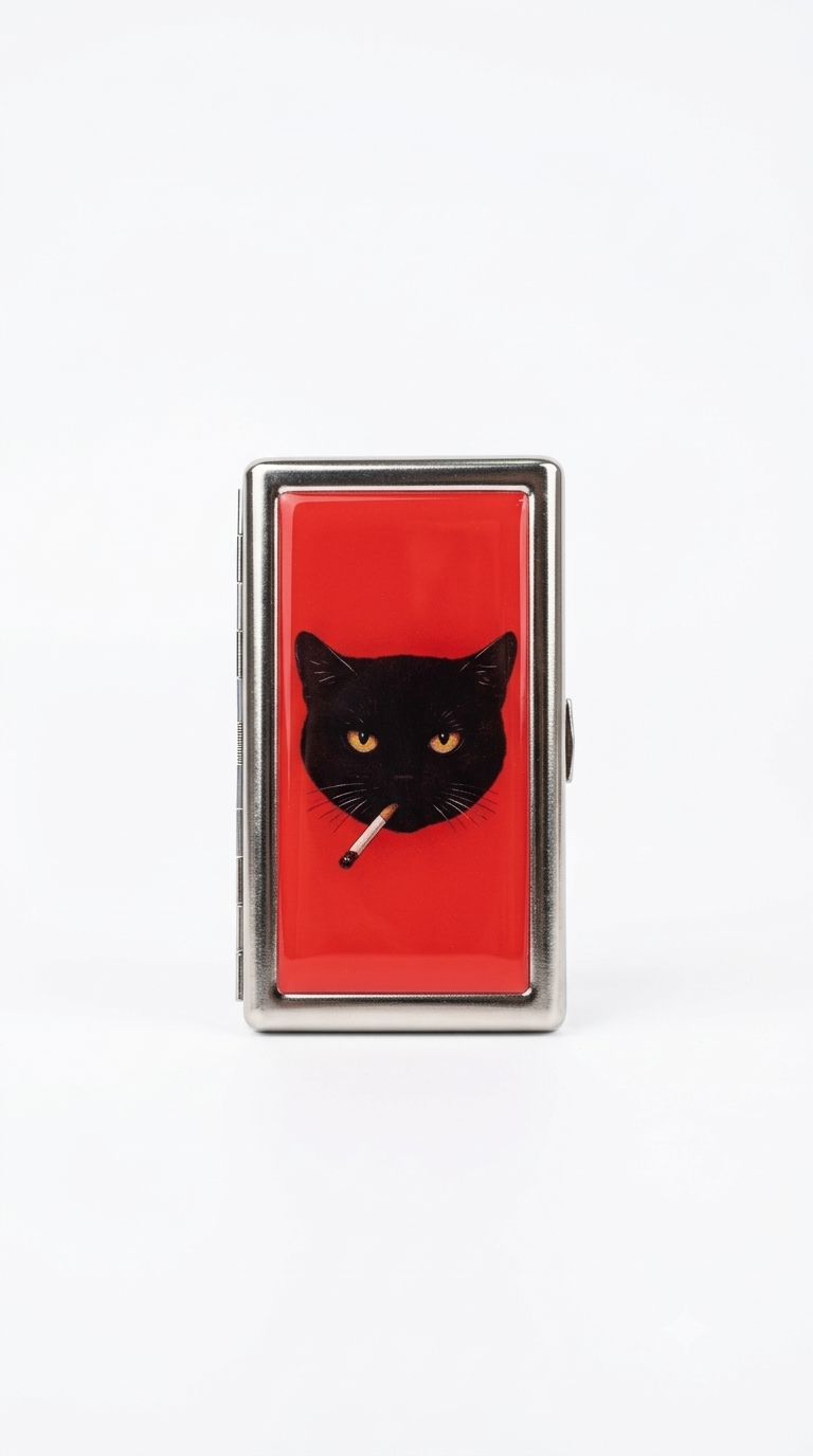 Red Cat Tin Metal Wallet