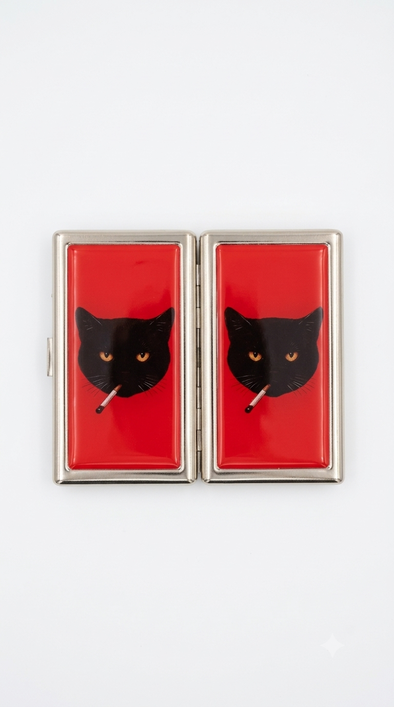 Red Cat Tin Metal Wallet