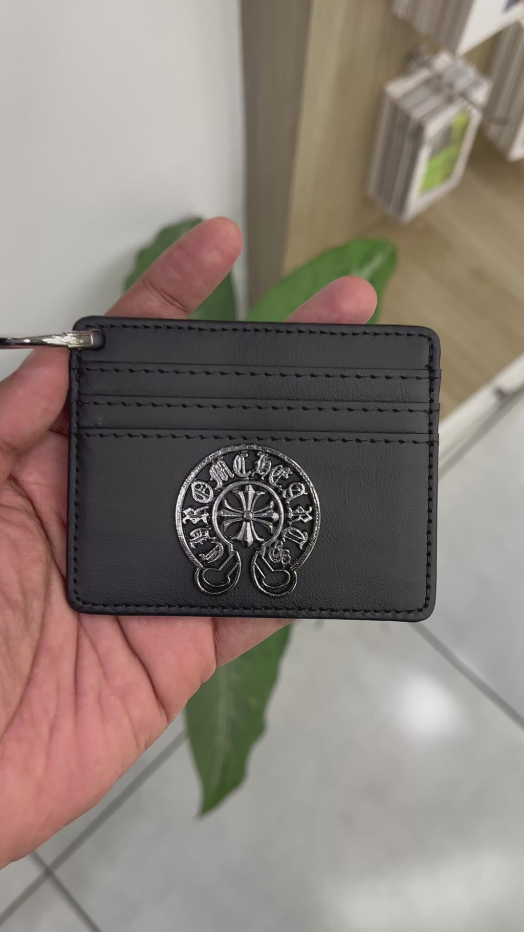 Chrome Hanging Black Wallet