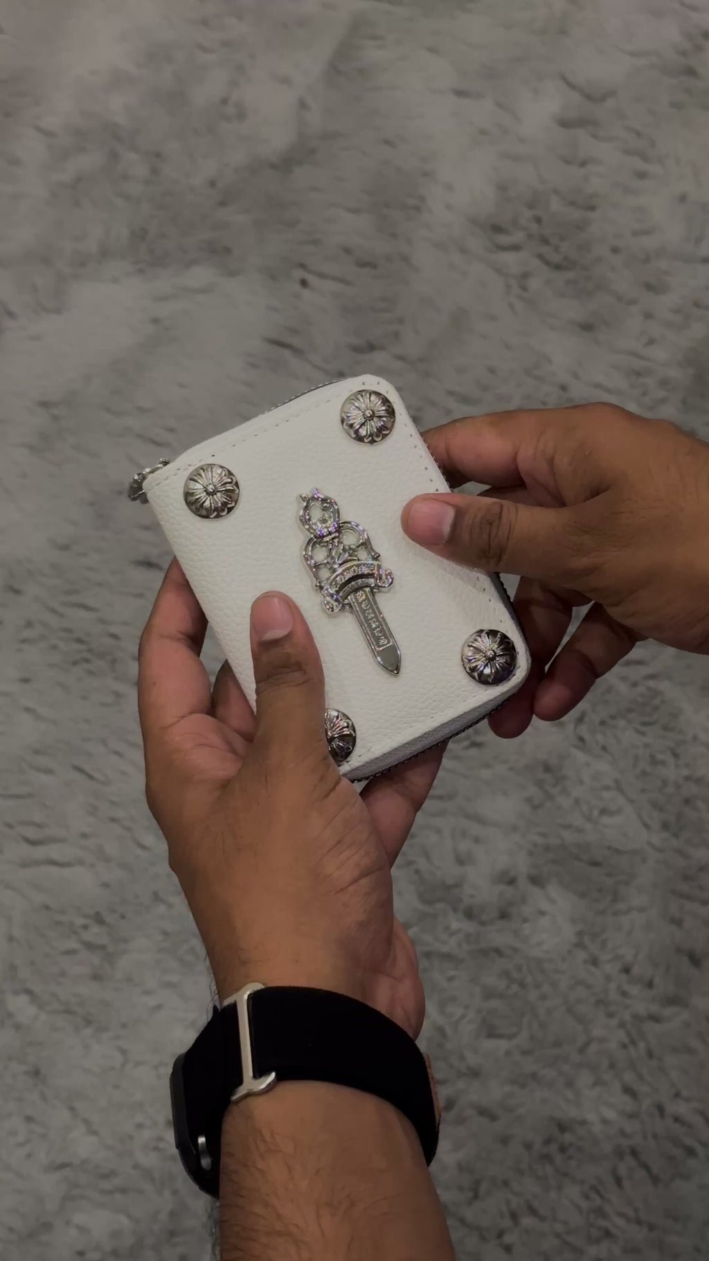 Chrome Hearts White Gothic Purse