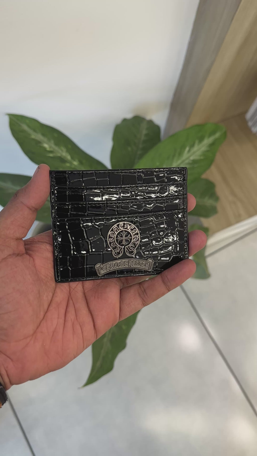 Chrome Croco Leather Black