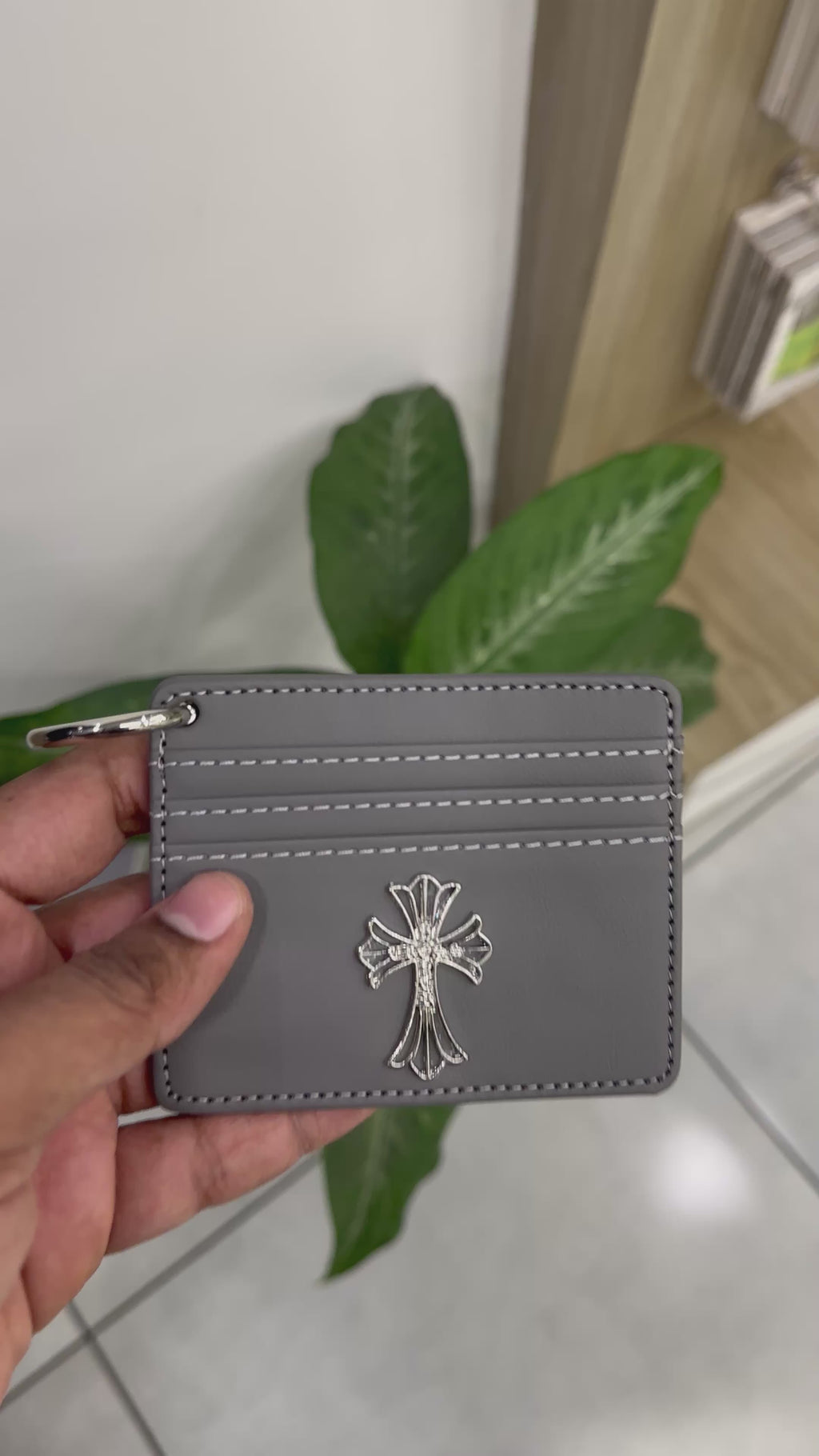 Cross Hanging Grey Wallet